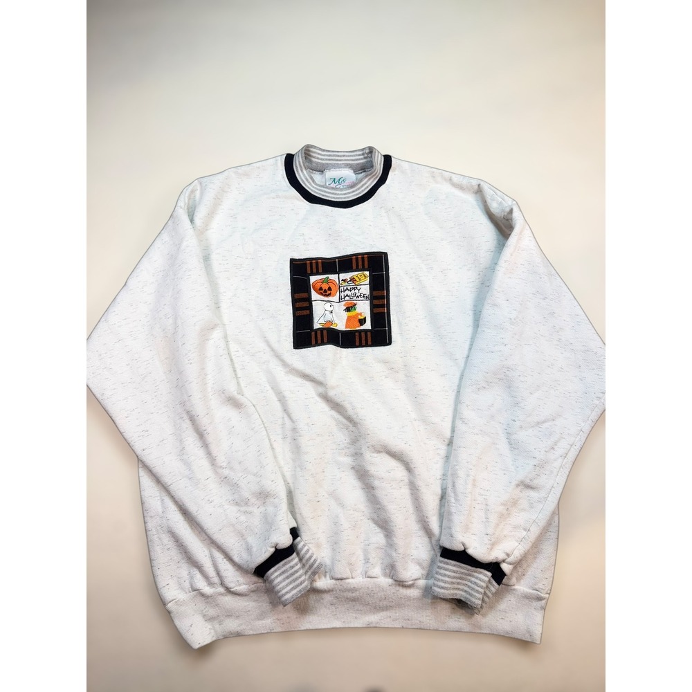 Vintage MC Sportswear Halloween Graphic Sweatshirt Grey Oatmeal Mens‎ XL